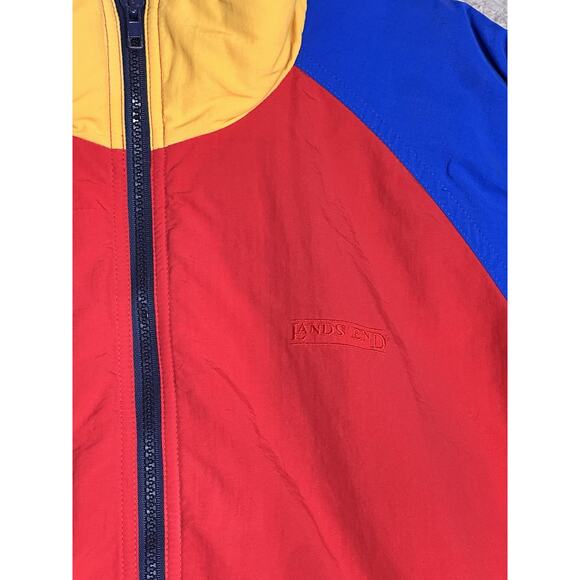 Vtg 90s Lands End Squall Jacket Mens Sz M Red Yellow Blue Retro Colorblock Zip - Picture 8 of 12